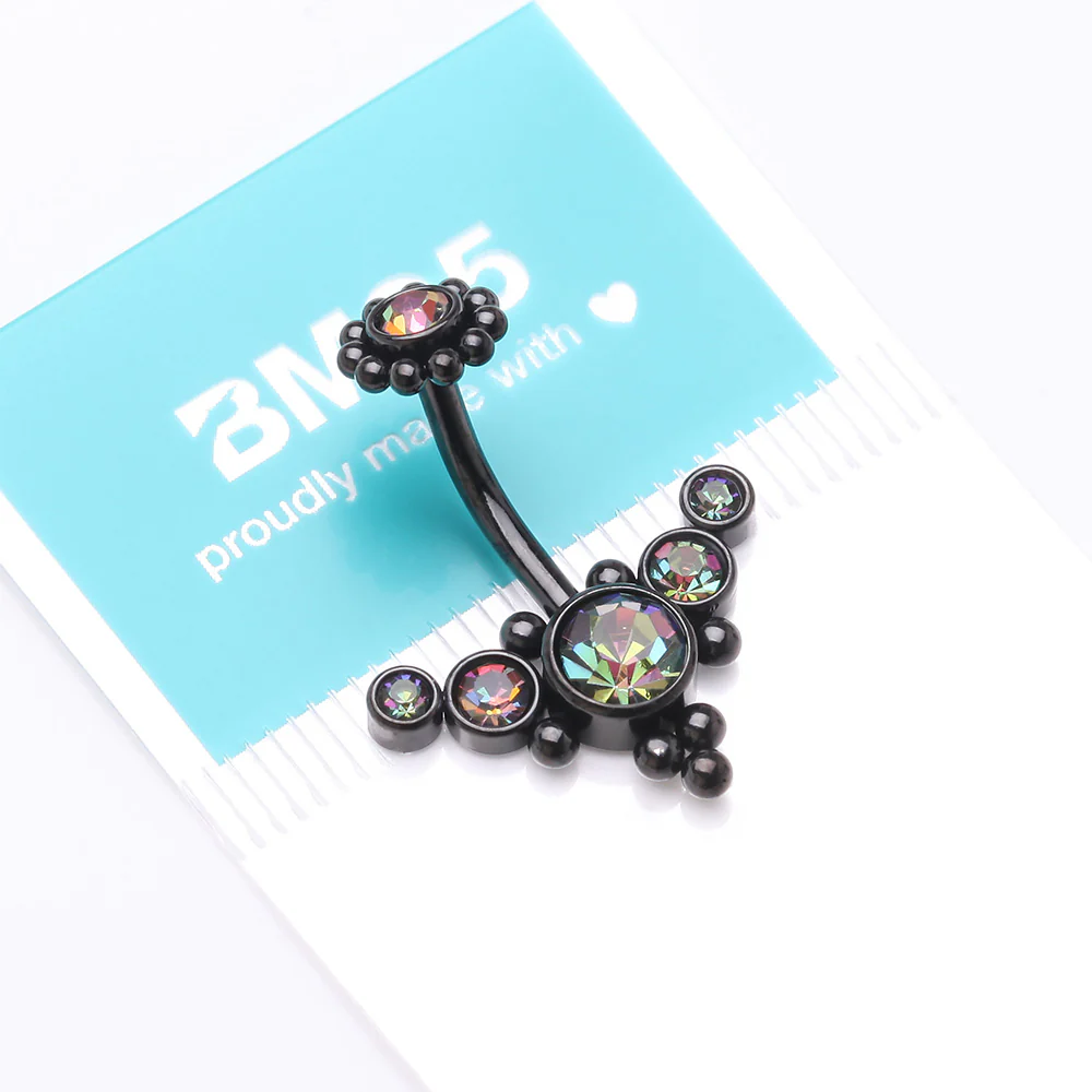 Blackline Bali Beaded Flora Sparkle Internally Threaded Belly Button Ring - Image 5