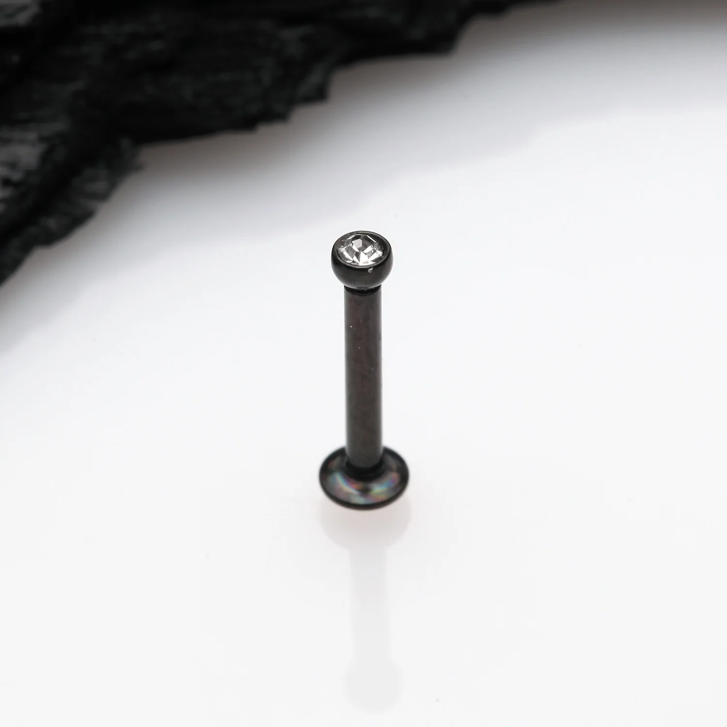 Blackline Basic Gem Ball Top Threadless Push-In Steel Labret - Image 2