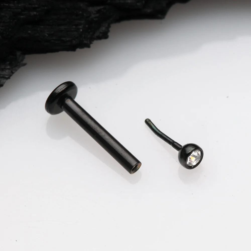 Blackline Basic Gem Ball Top Threadless Push-In Steel Labret - Image 3