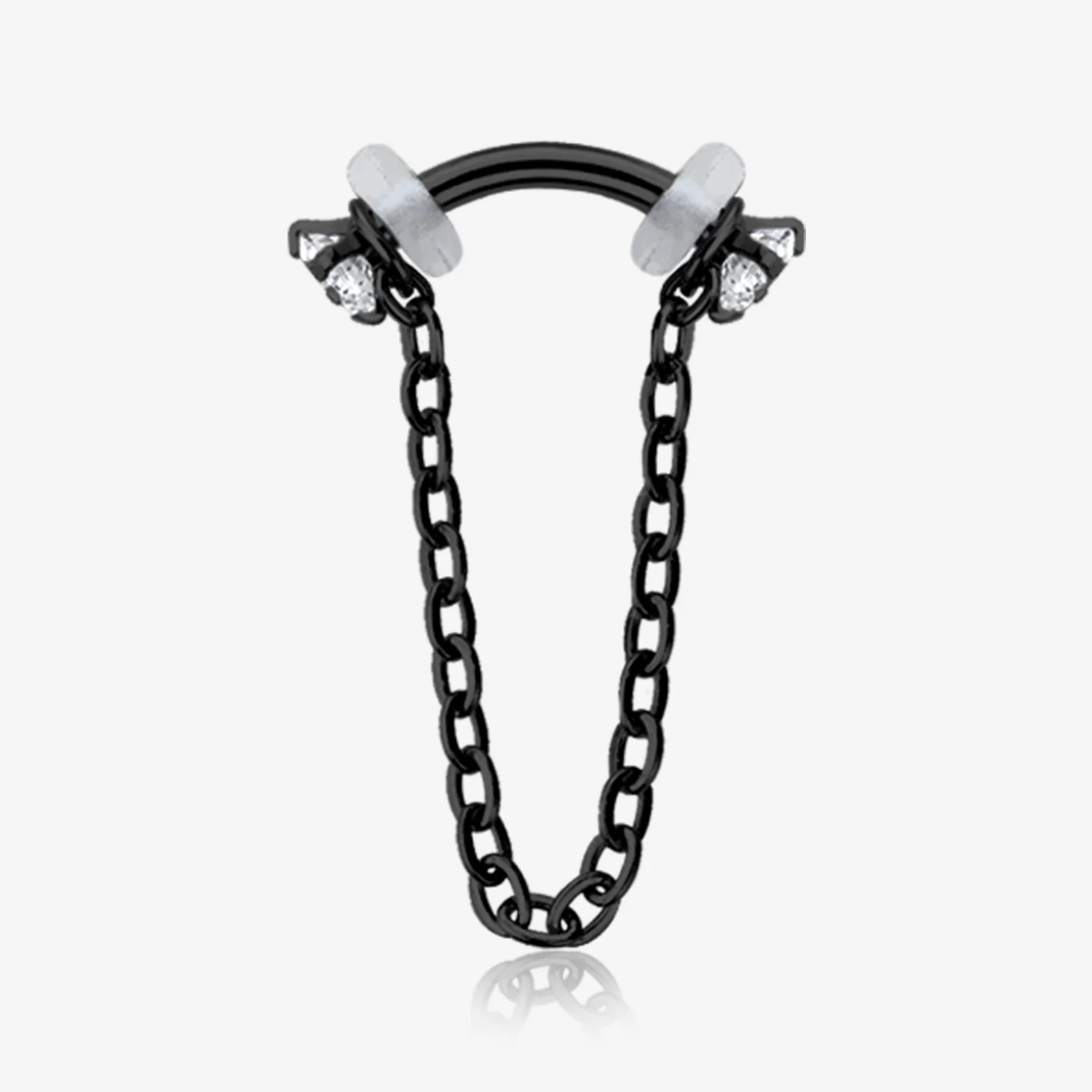 Blackline Chained Prong Set Gem Internally Threaded Curved Barbell