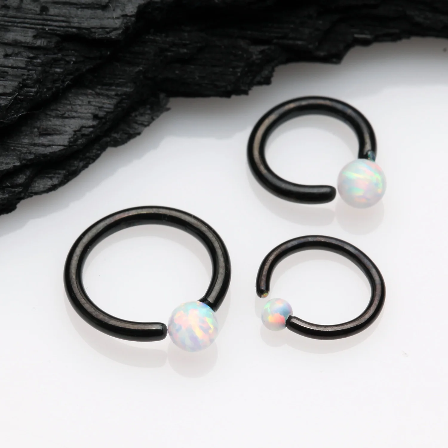 Blackline Fire Opal Basic Bendable Twist Hoop Ring - Image 2