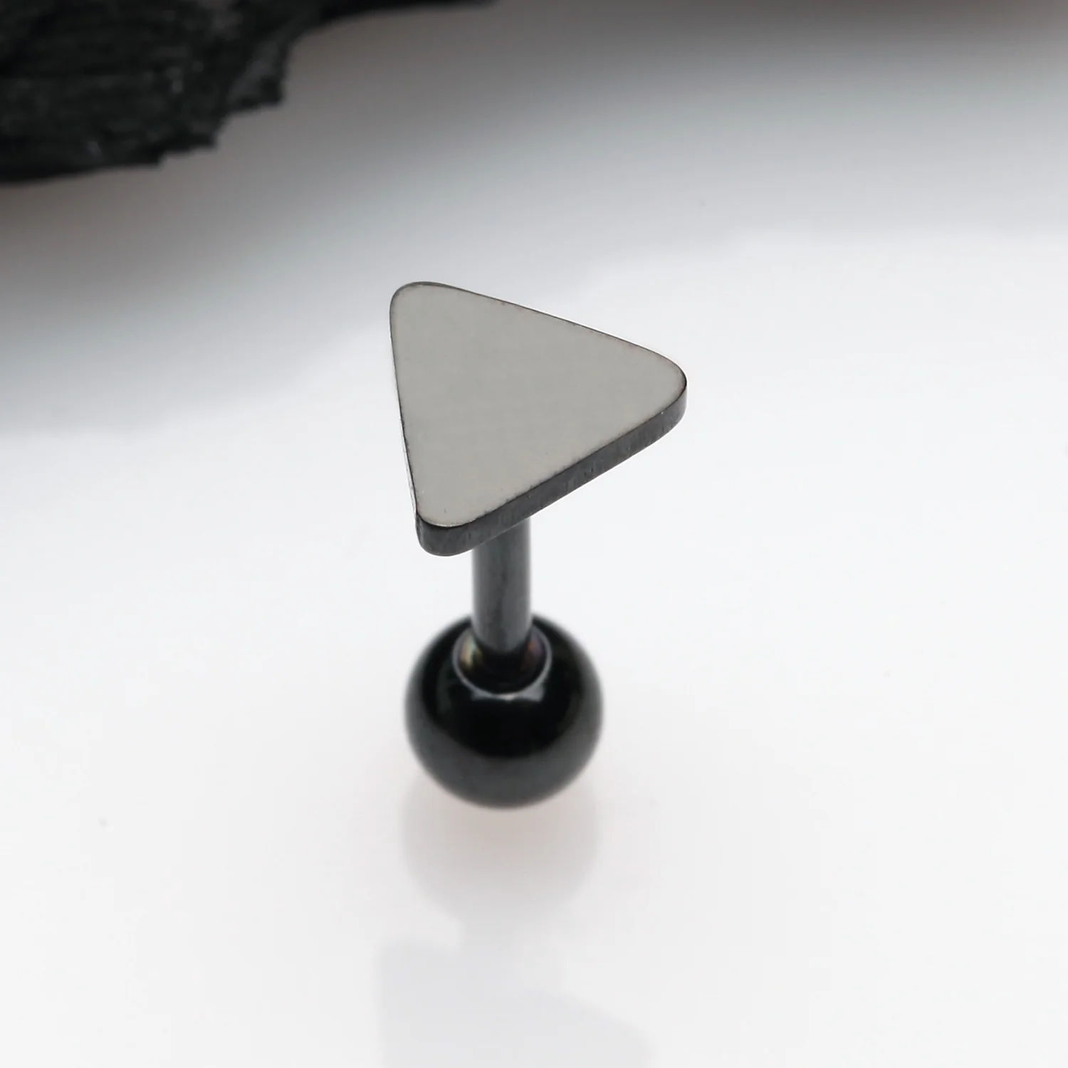Blackline Flat Triangle Top Cartilage Tragus Barbell Earring - Image 2