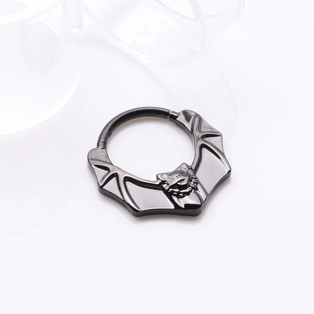 Blackline Flying Night Bat Steel Clicker Hoop Ring - Image 3