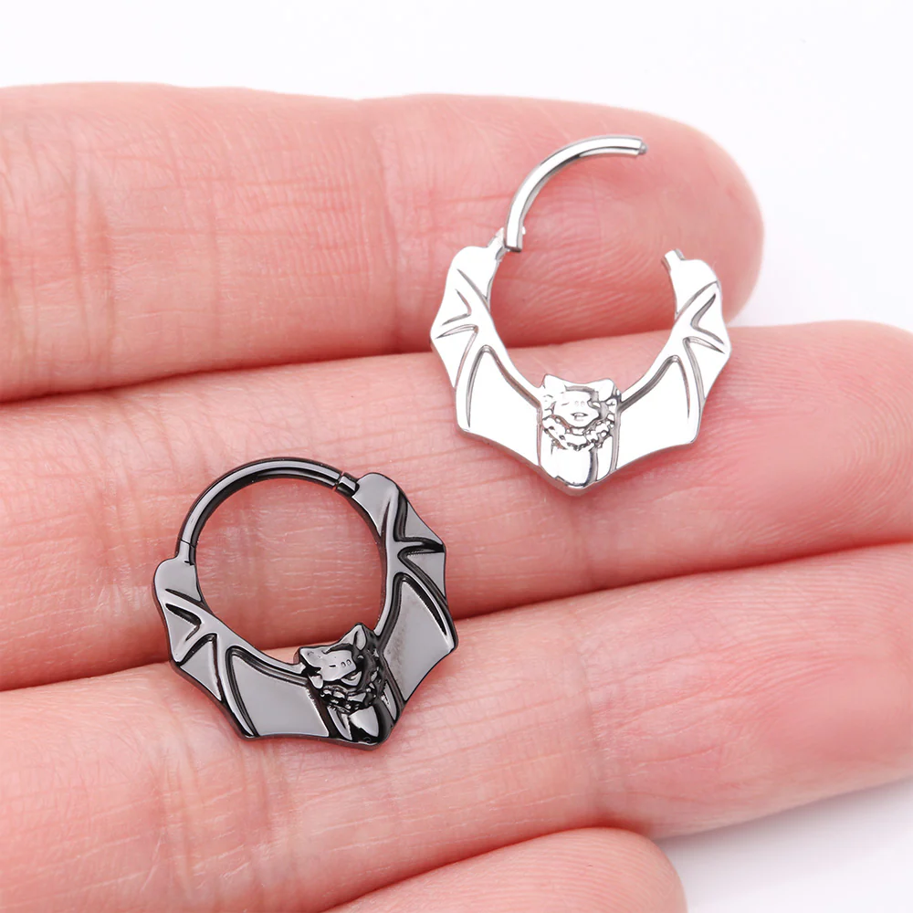Blackline Flying Night Bat Steel Clicker Hoop Ring - Image 4