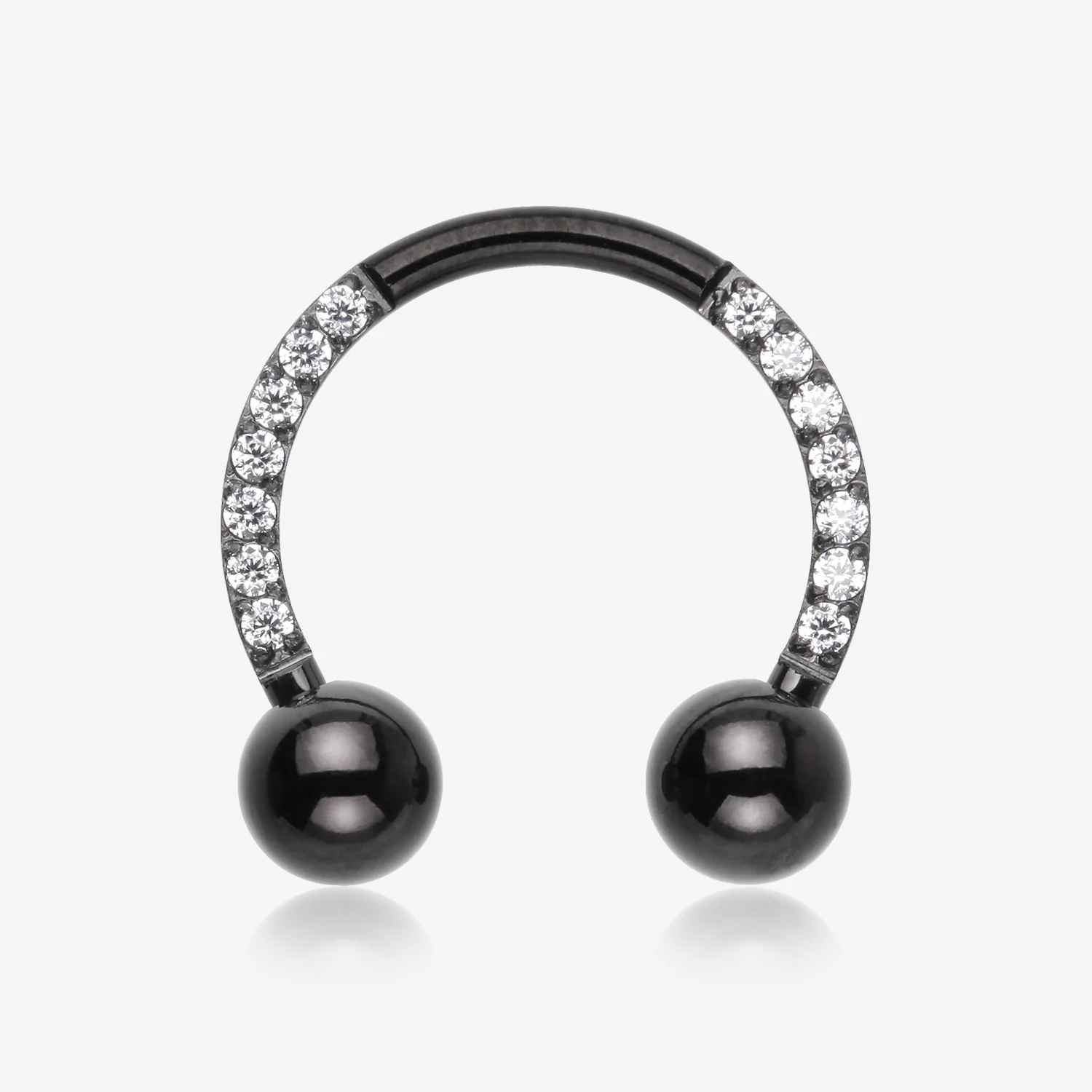 Blackline Front Facing Sparkle Multi-Gem Steel Horseshoe Circular Barbell