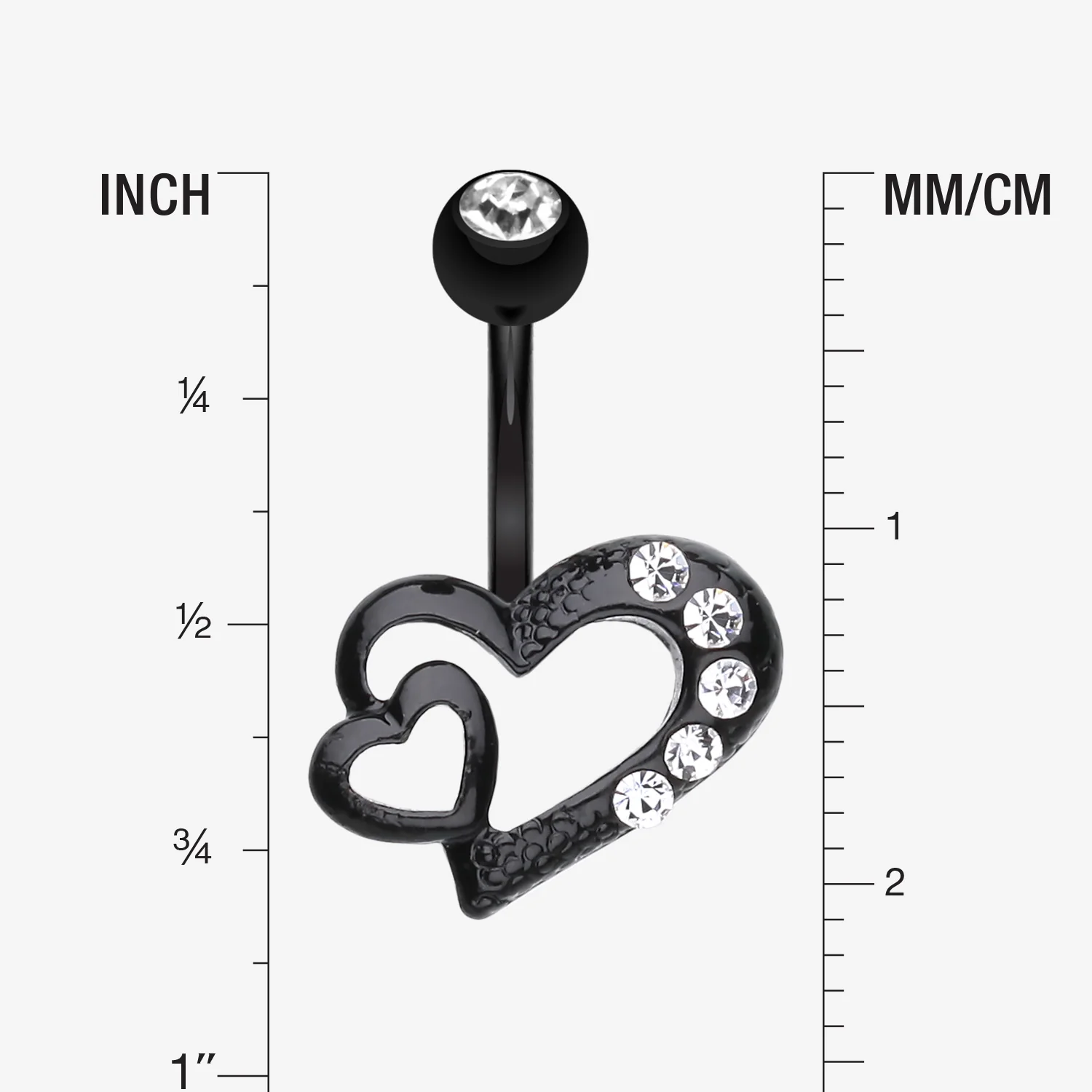 Blackline Heart on Heart Belly Ring - Image 2