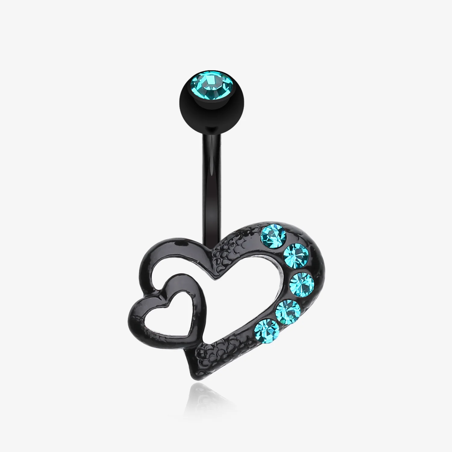 Blackline Heart on Heart Belly Ring