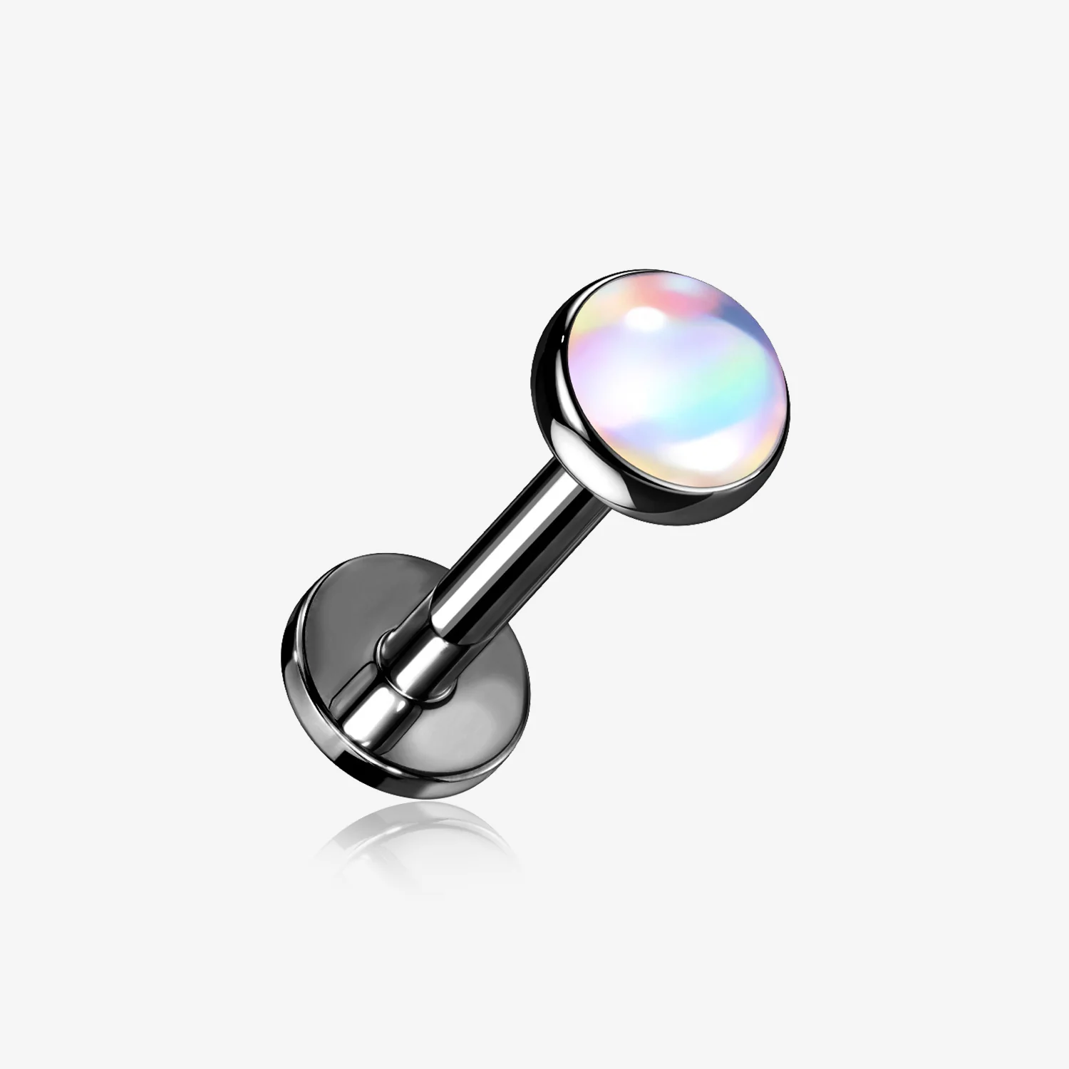 Blackline Iridescent Revo Sparkle Top Internally Threaded Steel Flat Back Stud Labret