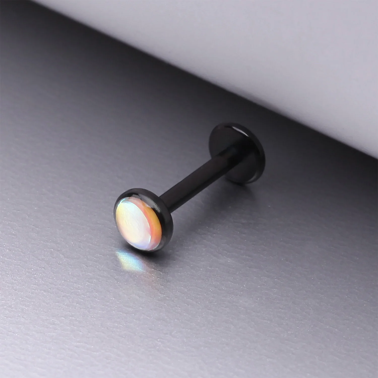 Blackline Iridescent Revo Sparkle Top Internally Threaded Steel Flat Back Stud Labret - Image 2