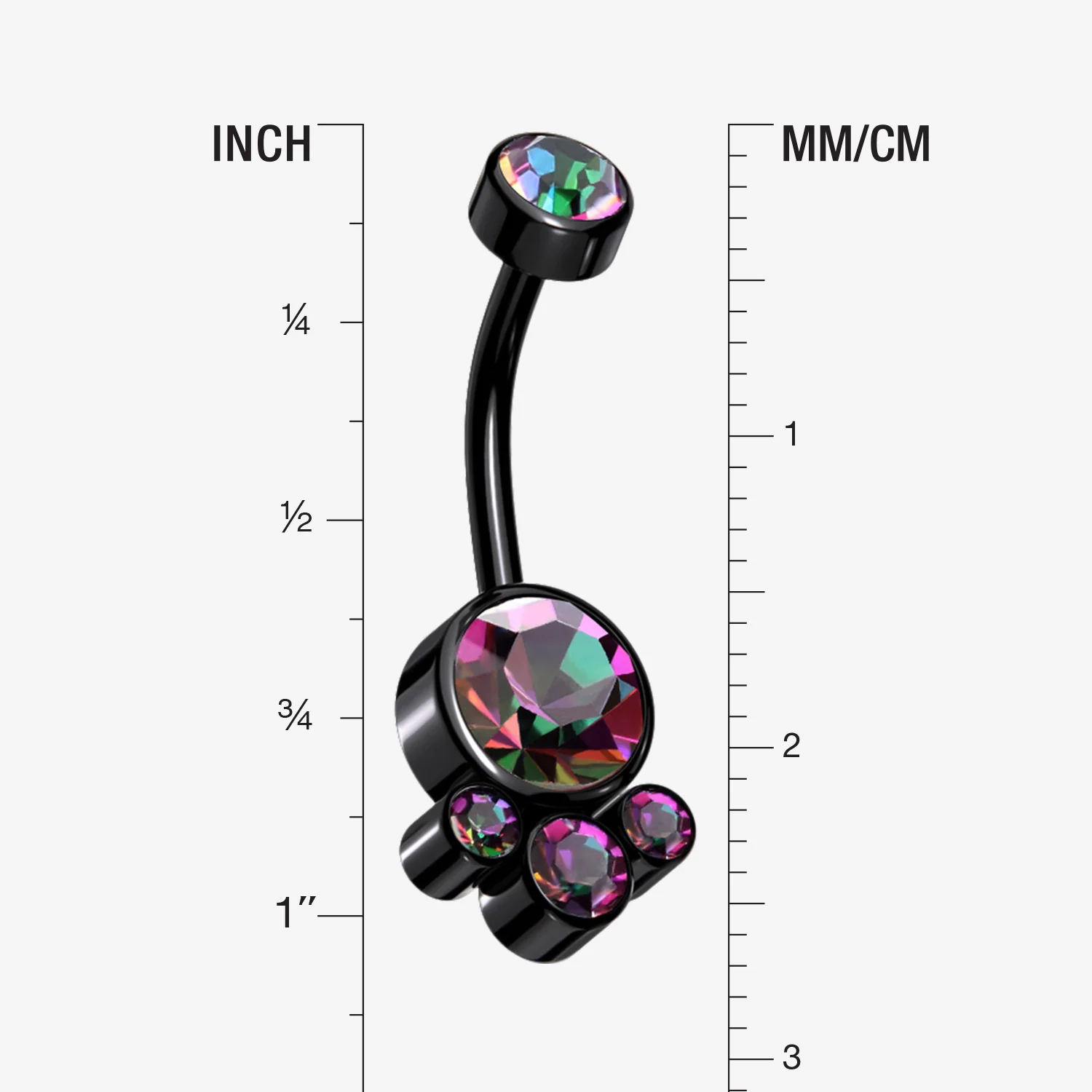 Blackline Majestic Sparkle Bali Internally Threaded Belly Button Ring - Image 2