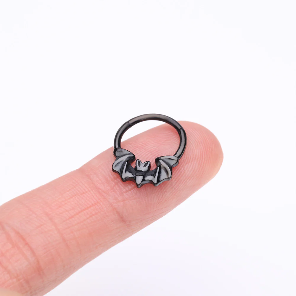 Blackline Night Bat Steel Seamless Clicker Hoop Ring - Image 3