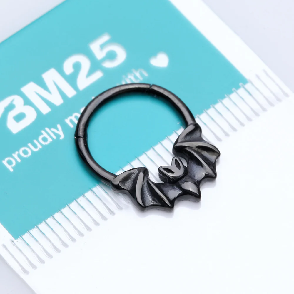 Blackline Night Bat Steel Seamless Clicker Hoop Ring - Image 4