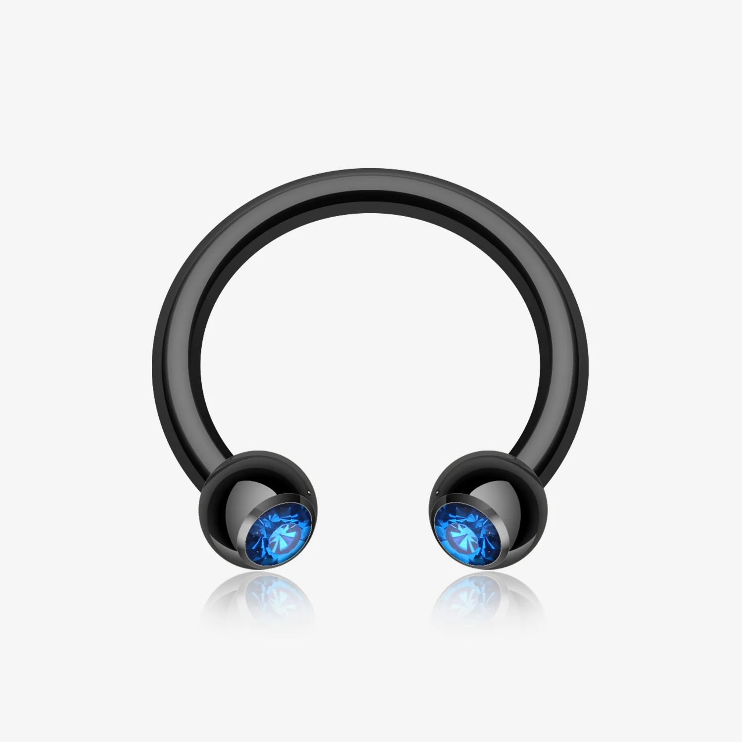Blackline PVD Gem Ball Horseshoe Circular Barbell