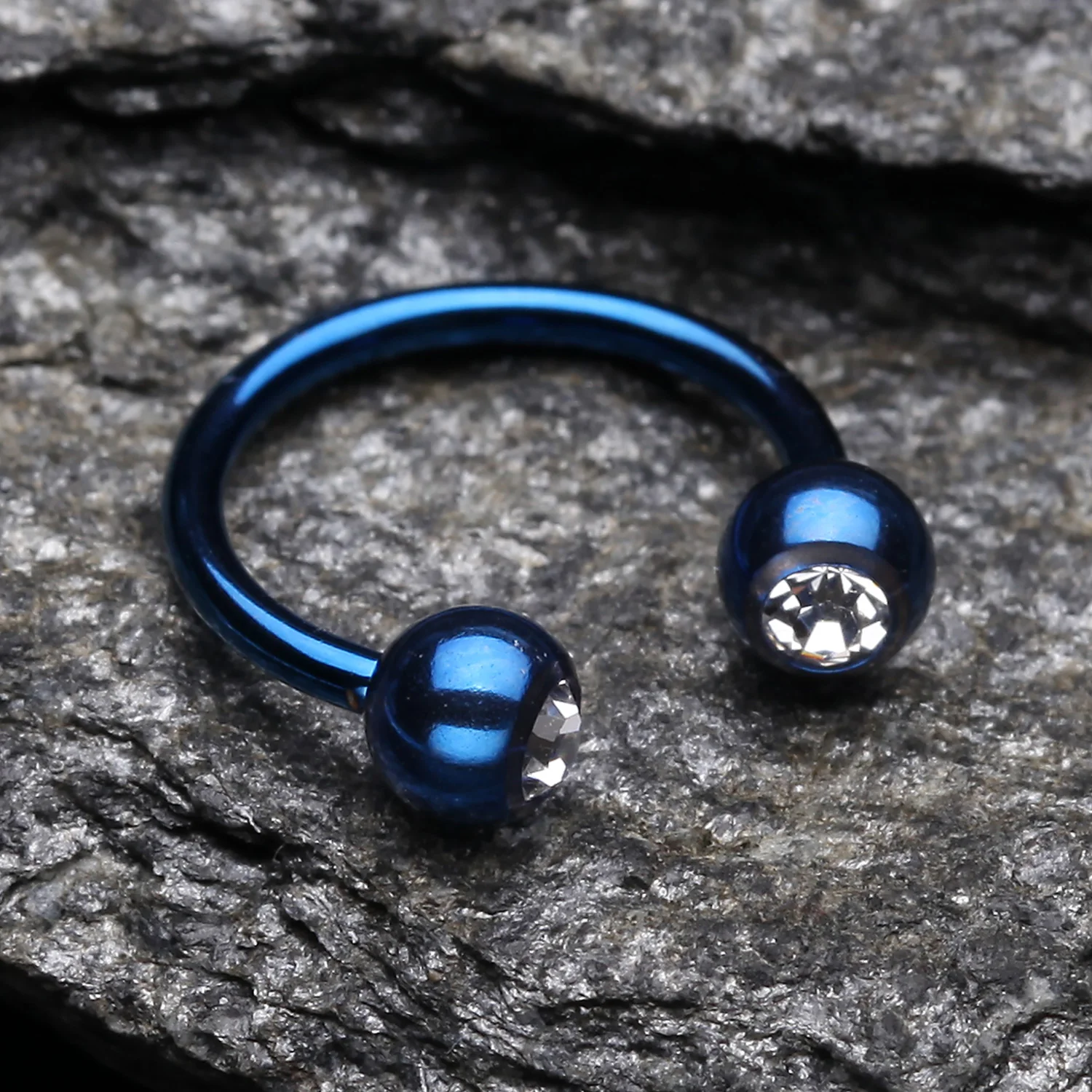 Colorline PVD Gem Ball Horseshoe Circular Barbell - Image 2