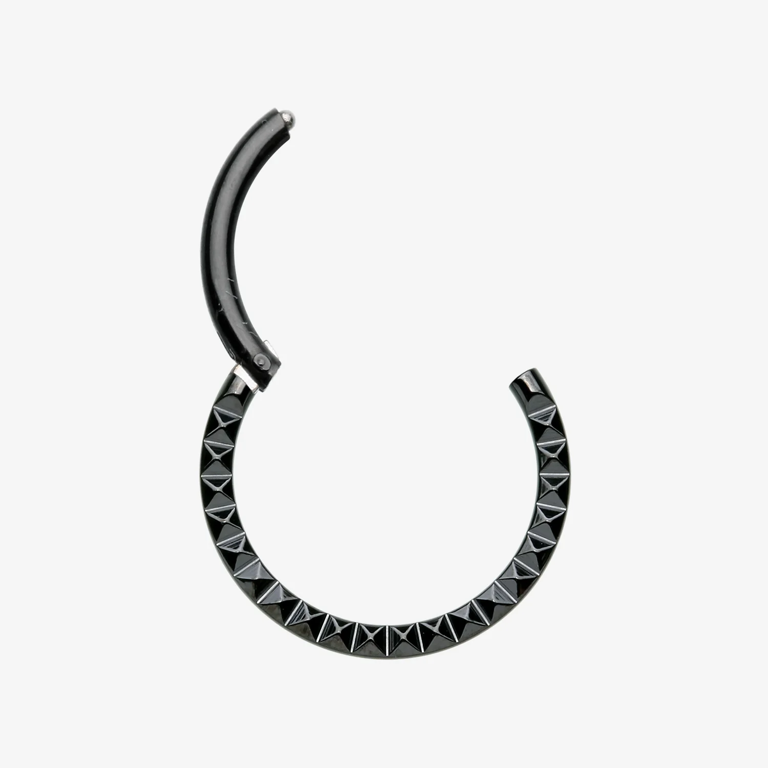 Blackline Pyramid Studded Geometric Seamless Clicker Hoop Ring - Image 2