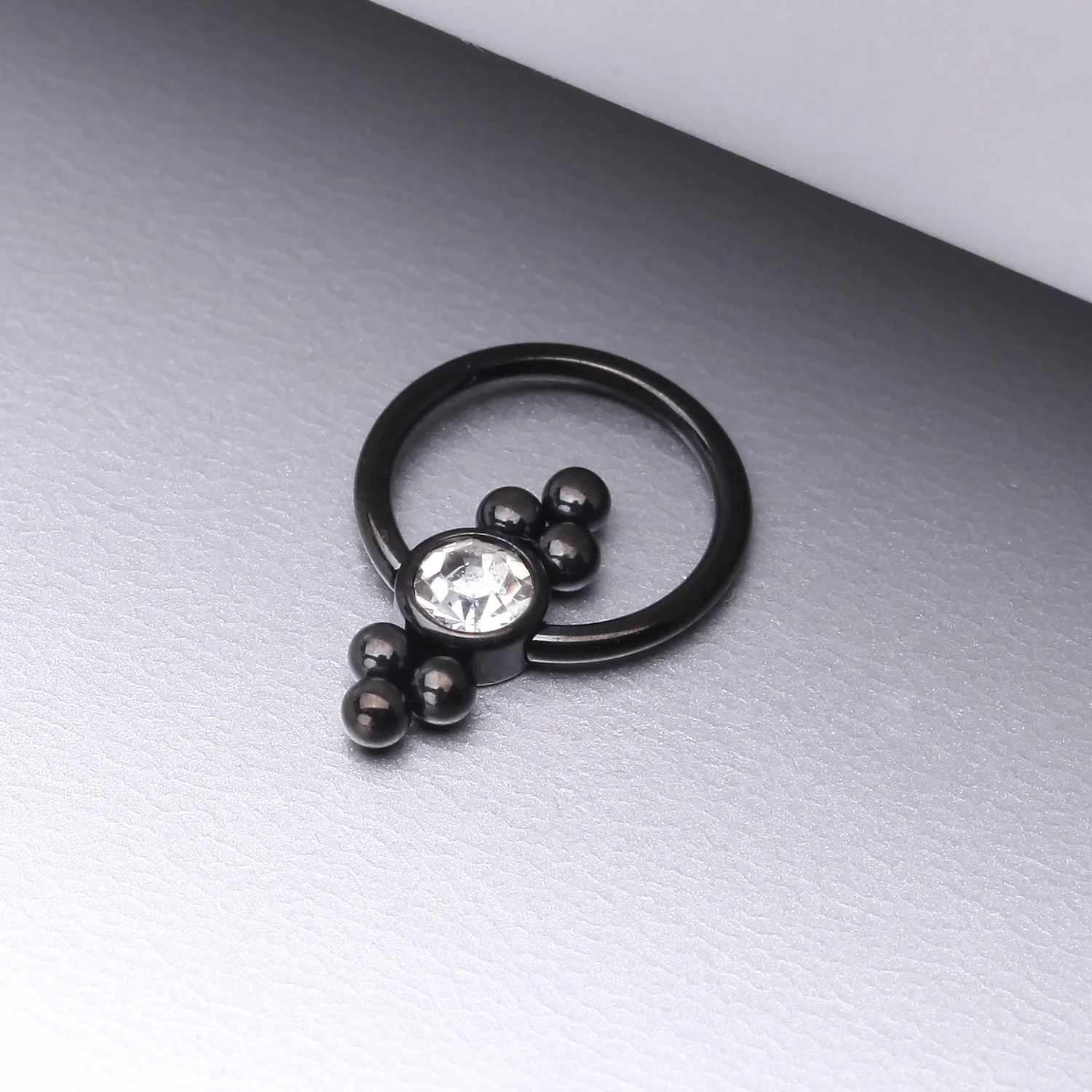 Blackline Royal Bali Essence Beaded Steel Captive Bead Ring - Image 2