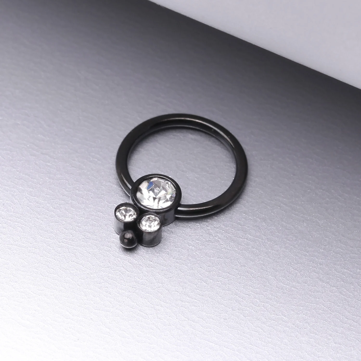 Blackline Royal Bali Sparkle Beaded Steel Captive Bead Ring - Image 2
