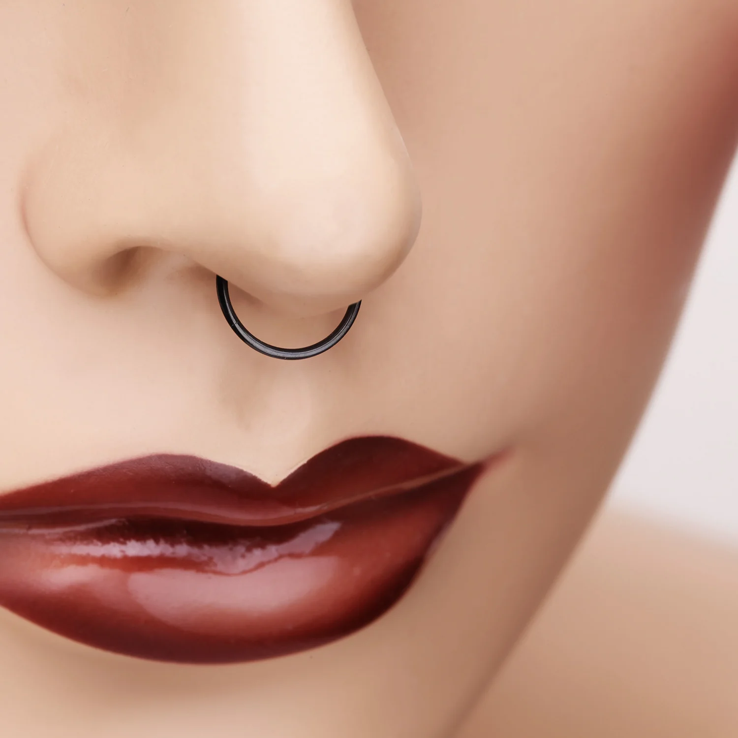 Blackline Simple Loop Steel Non-Piercing Fake Septum Ring - Image 2