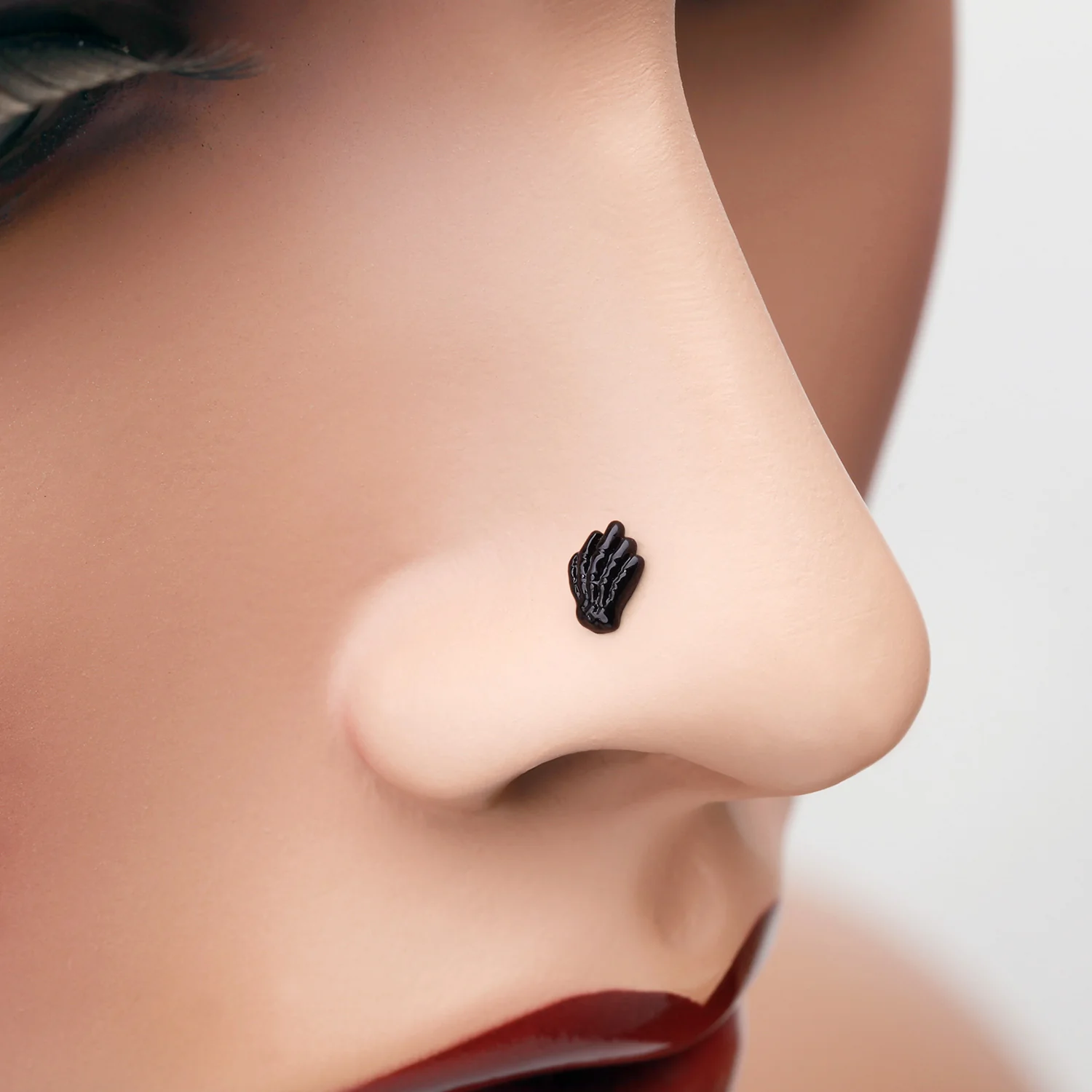Blackline Skeleton Hand of Death Nose Stud Ring - Image 2