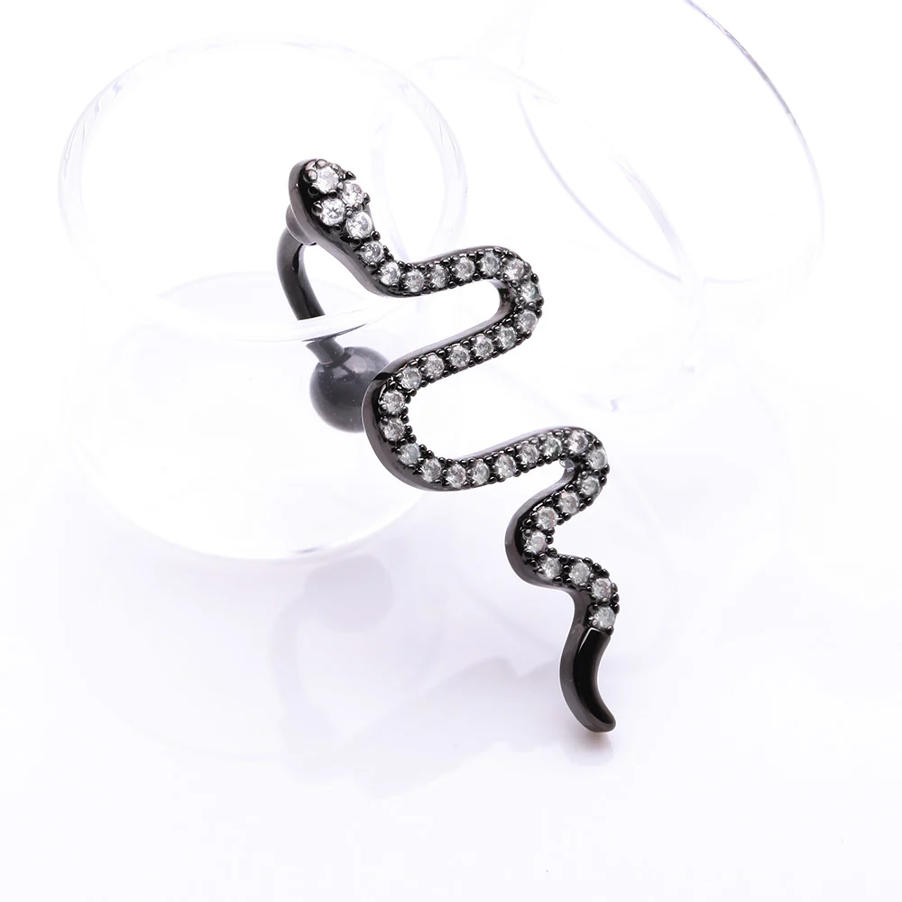 Blackline Snake Sparkle Top Down Reverse Belly Button Ring - Image 3
