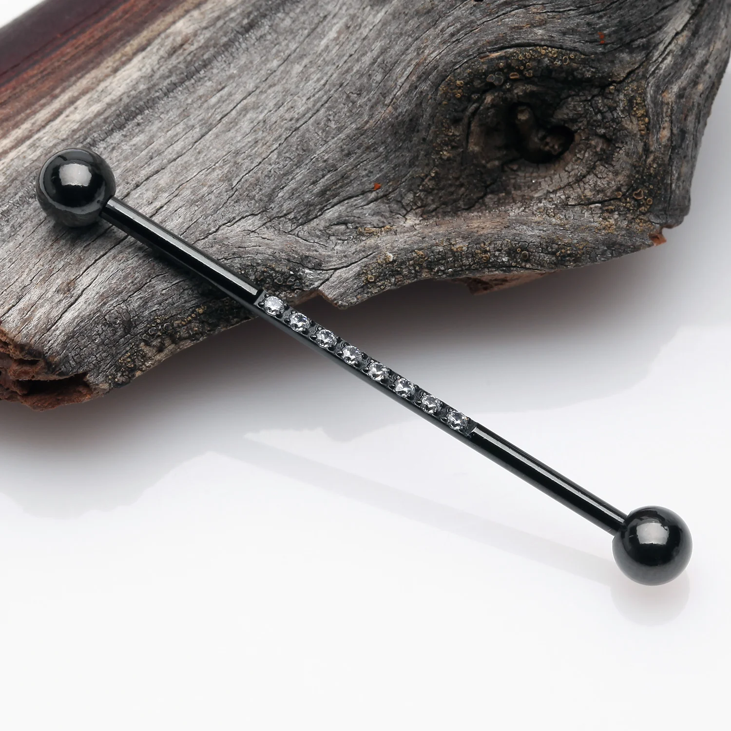 Blackline Sparkle Lined Gems Industrial Barbell - Image 2