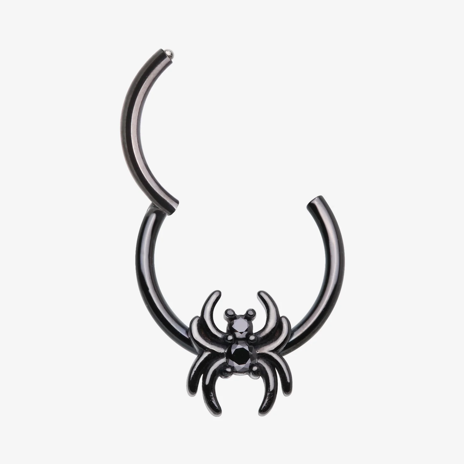 Blackline Spider Goth Sparkle Seamless Clicker Hoop Ring - Image 2