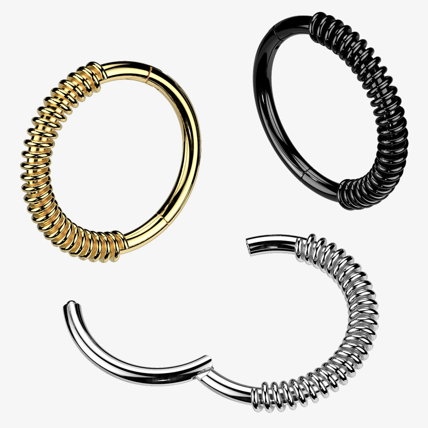 Blackline Spring Coil Clicker Hoop Ring - Image 2
