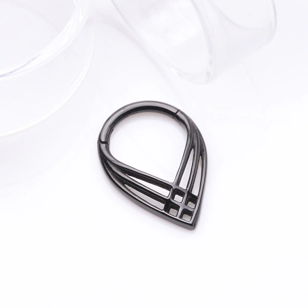 Blackline Triple Cross Weave Clicker Hoop Ring - Image 3