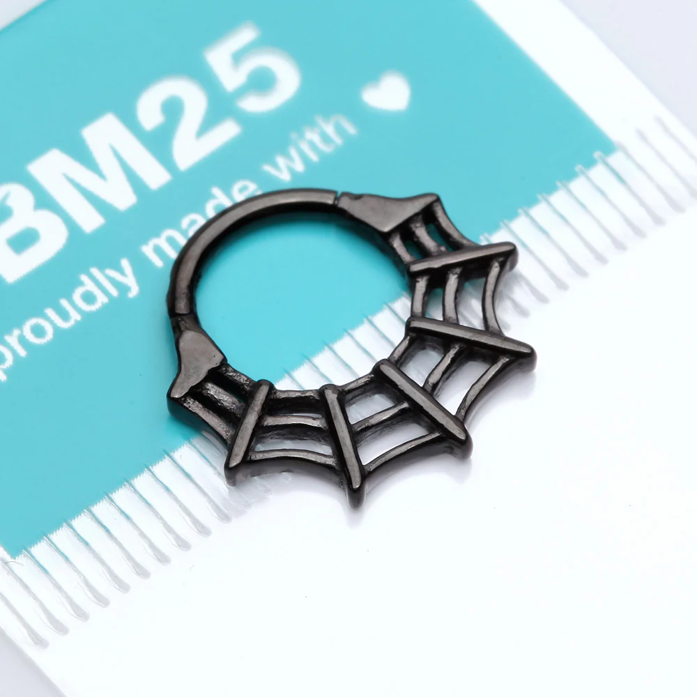 Blackline Venomous Spider Web Steel Seamless Clicker Hoop Ring - Image 4