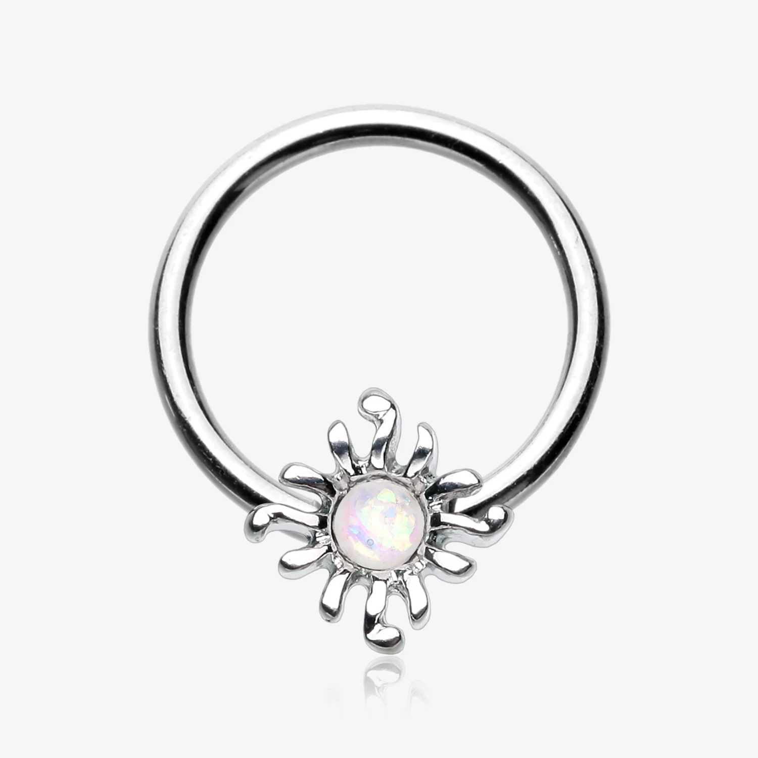 Blazing Opalescent Sun Sparkle Captive Bead Ring
