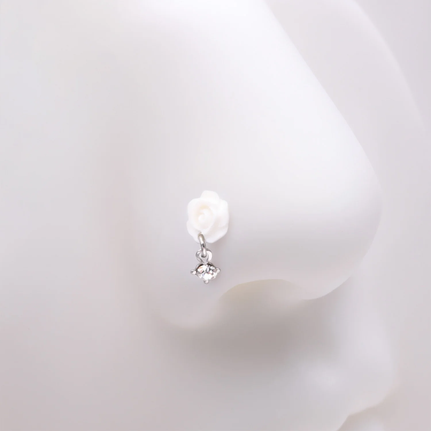 Blossom Rose Sparkle Dangle L-Shaped Nose Ring - Image 2