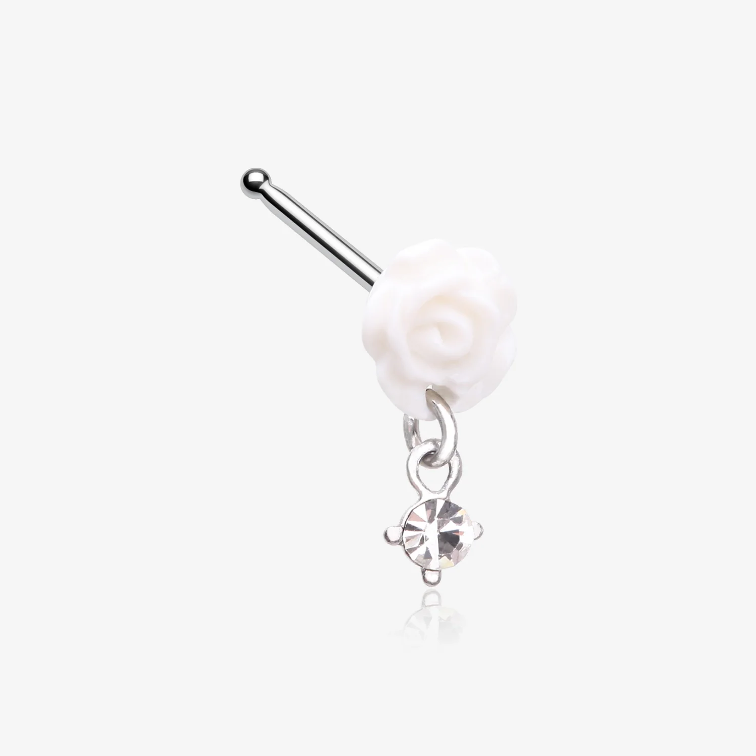Blossom Rose Sparkle Dangle Nose Stud Ring
