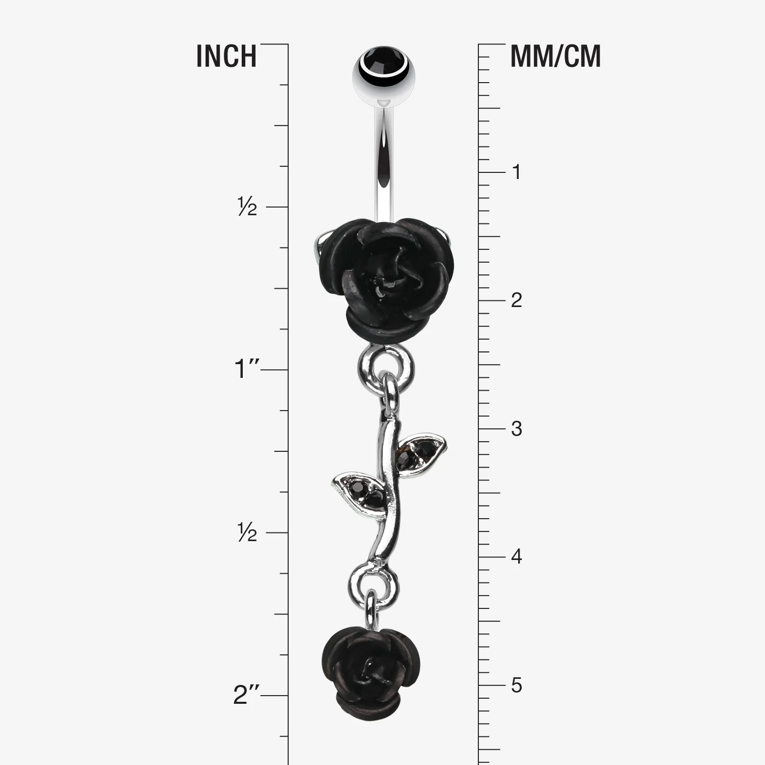 Bright Metal Rose Vine Dangle Belly Ring - Image 2