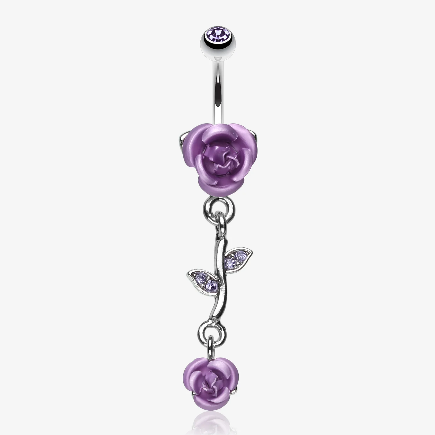 Bright Metal Rose Vine Dangle Belly Ring