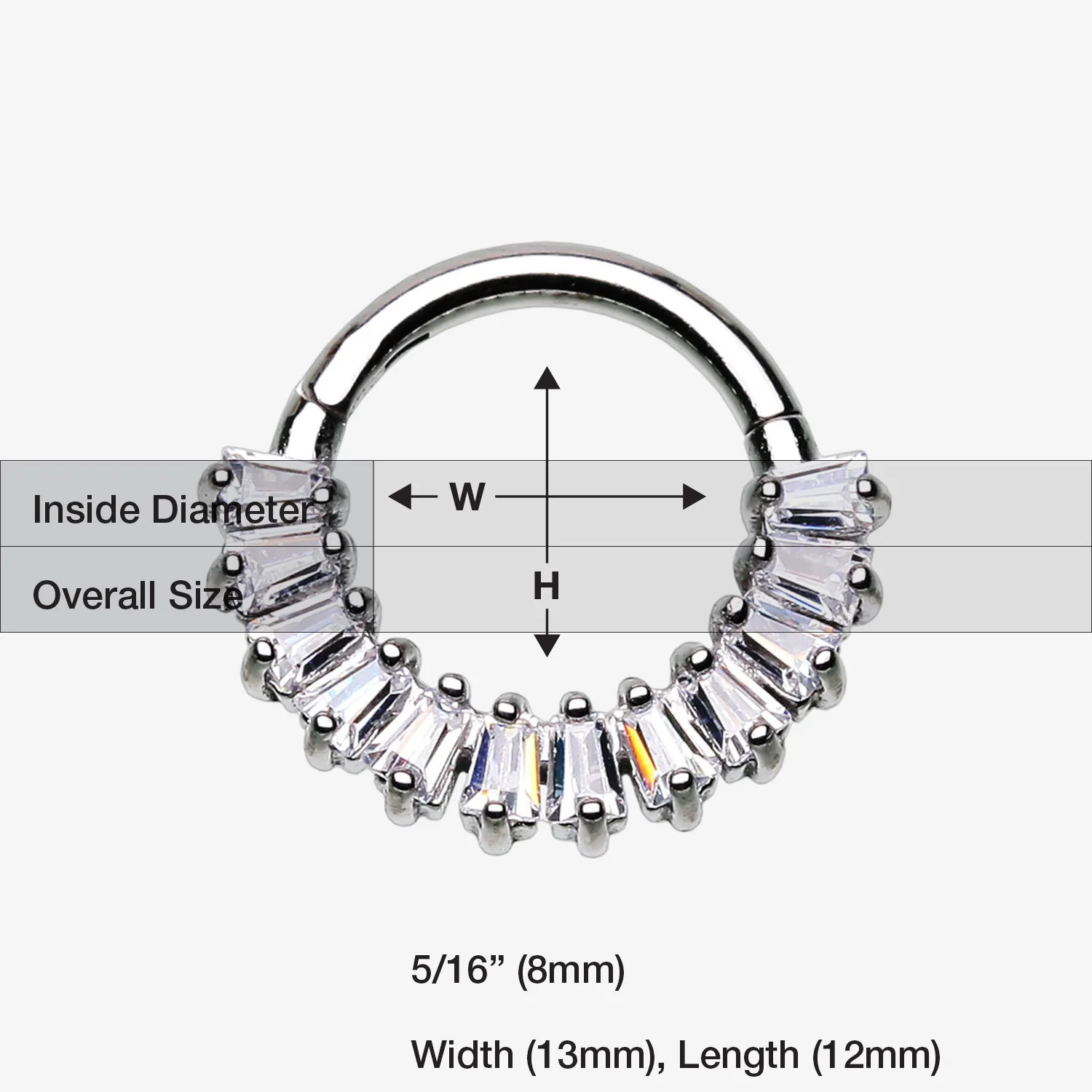 Brilliant Baguette Sparkles Array Seamless Clicker Hoop Ring - Image 2
