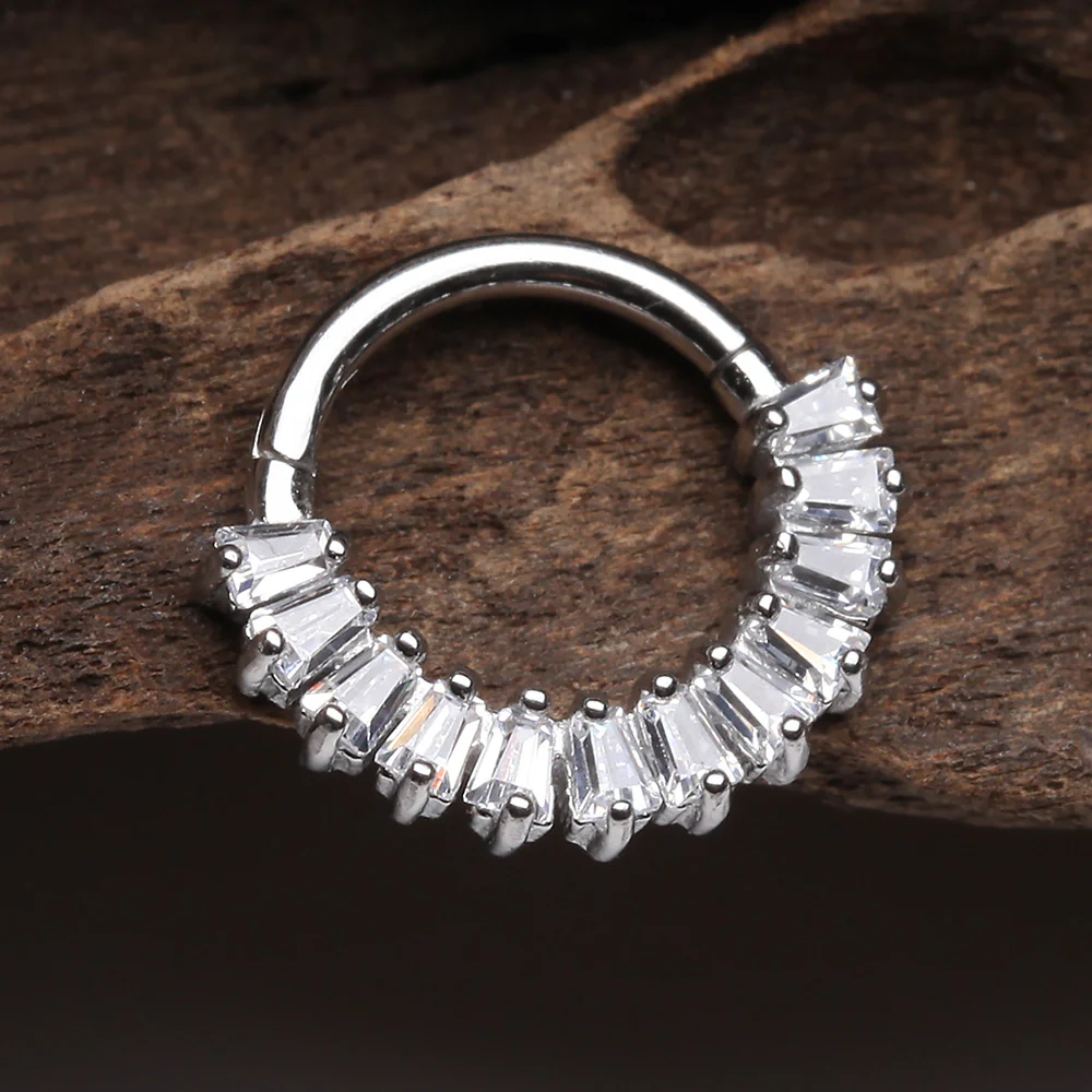 Brilliant Baguette Sparkles Array Seamless Clicker Hoop Ring - Image 3