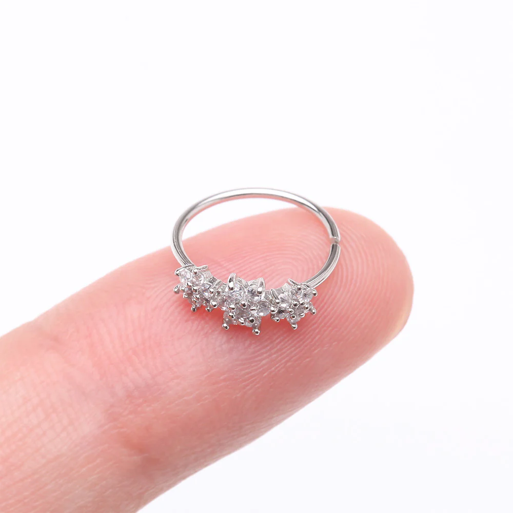 Brilliant Blooming Flower Multi-Gem Bendable Hoop Ring - Image 3