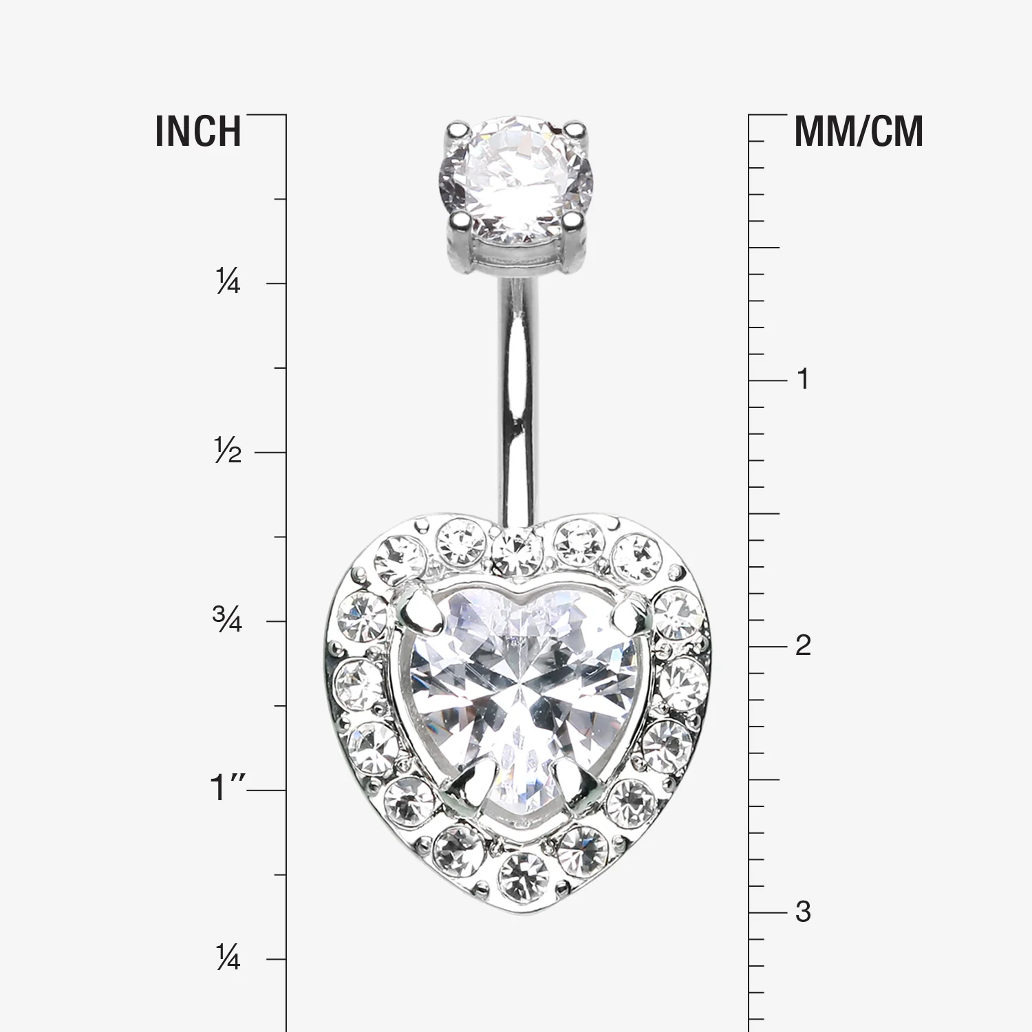 Brilliant Heart Sparkle Belly Button Ring - Image 2