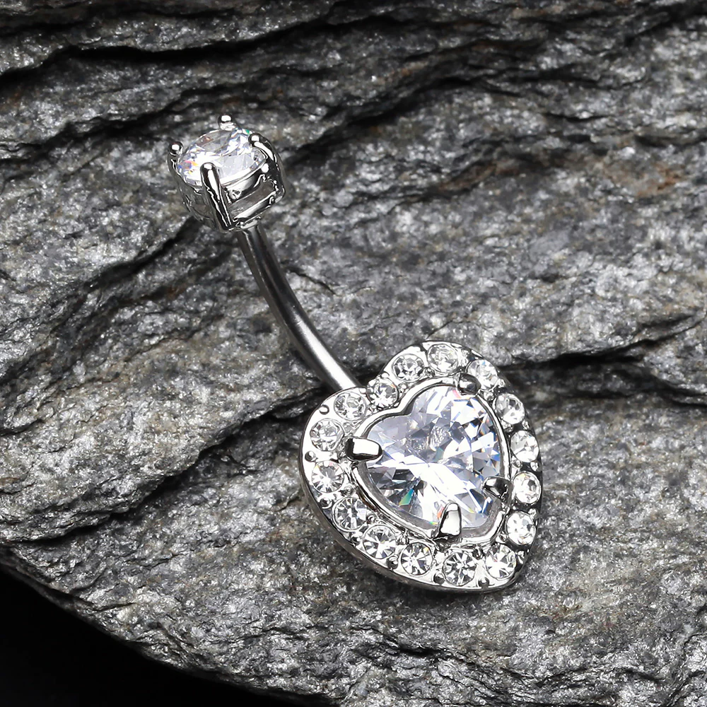 Brilliant Heart Sparkle Belly Button Ring - Image 3