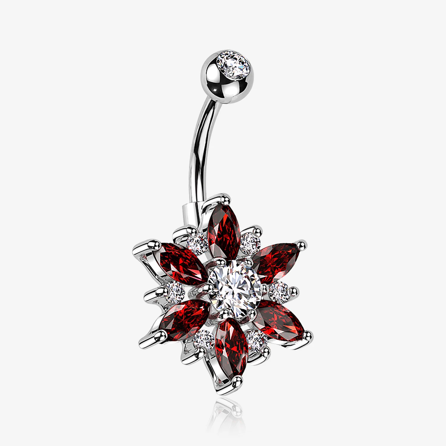 Brilliant Marquise Petal Flower Sparkle Belly Button Ring