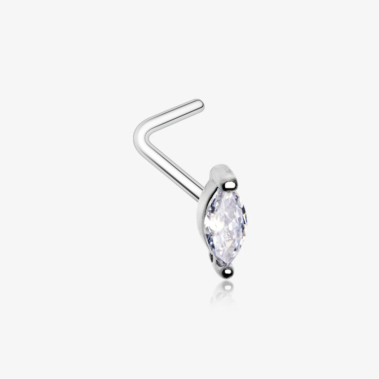 Brilliant Marquise Sparkle Prong L-Shaped Nose Ring