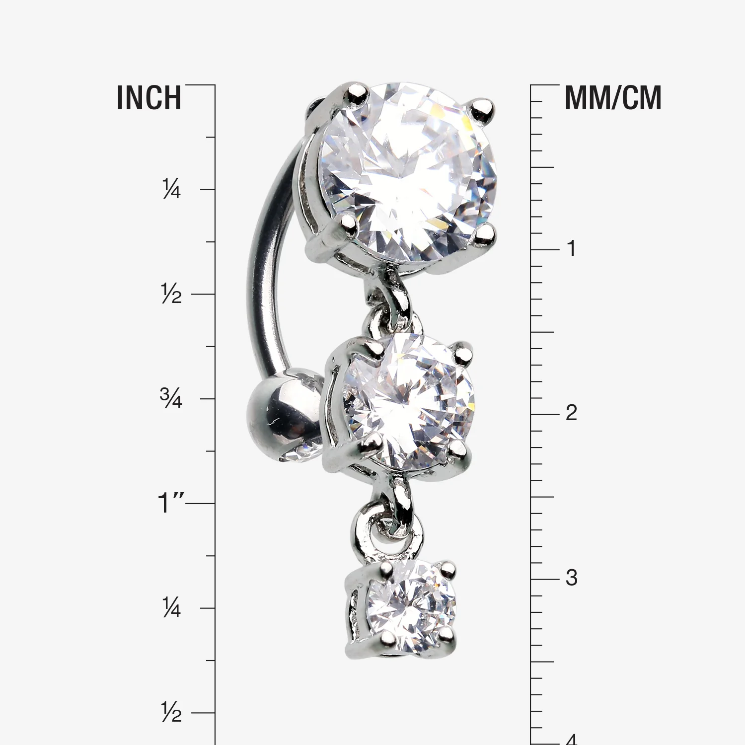 Brilliant Sparkle Cascading Gem Reverse Belly Button Ring - Image 2
