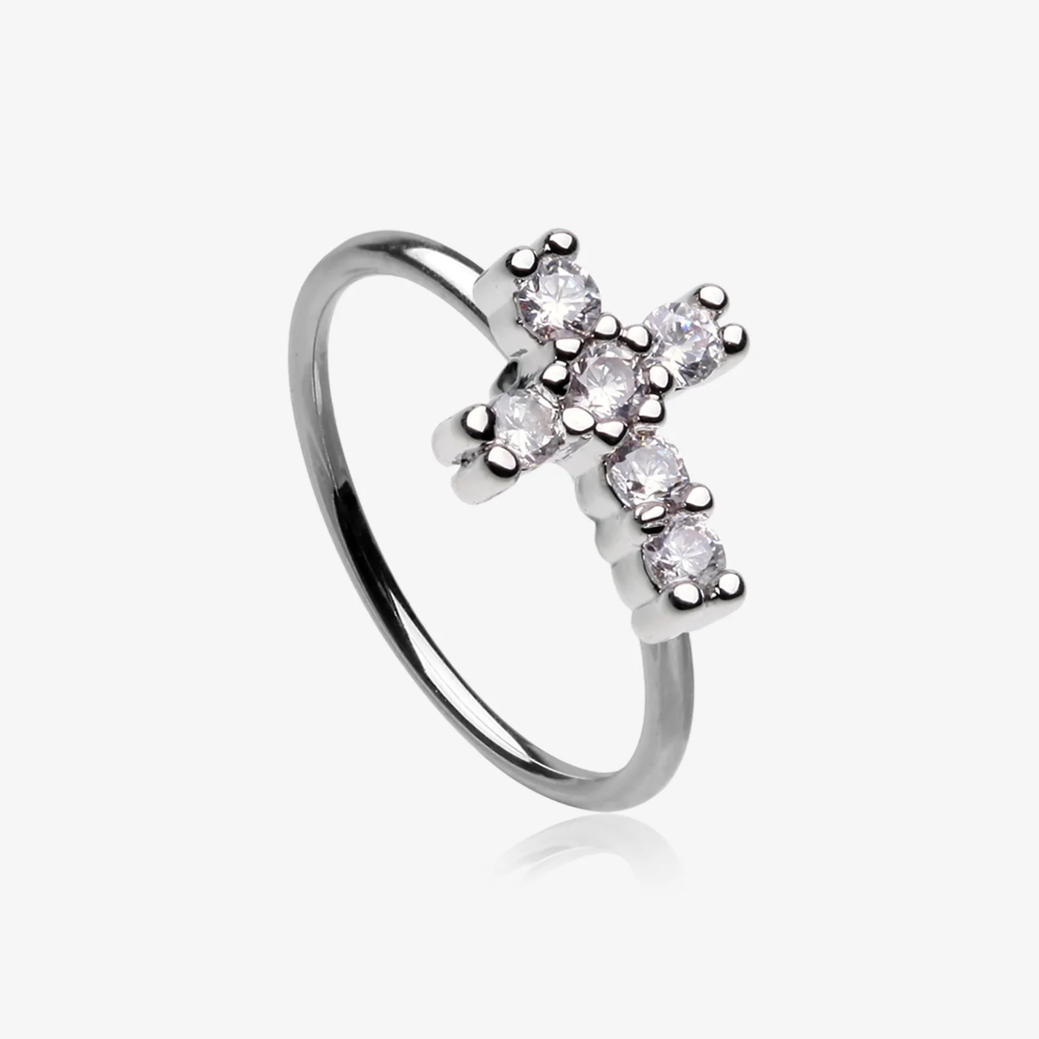 Brilliant Sparkle Cross Multi-Gem Bendable Hoop Ring