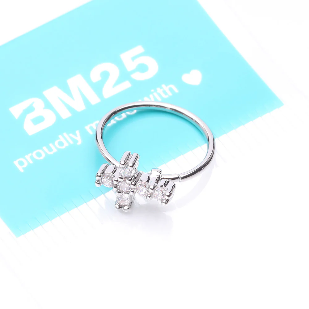 Brilliant Sparkle Cross Multi-Gem Bendable Hoop Ring - Image 5