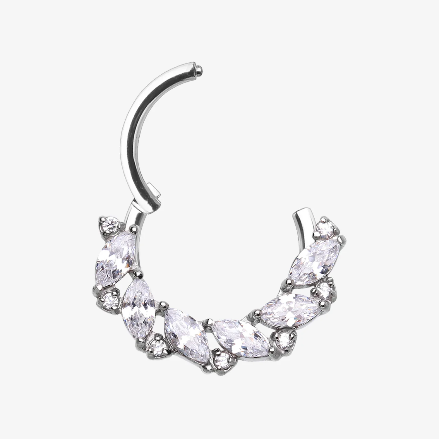Brilliant Sparkle Marquise Weave Wreath Clicker Hoop Ring - Image 2