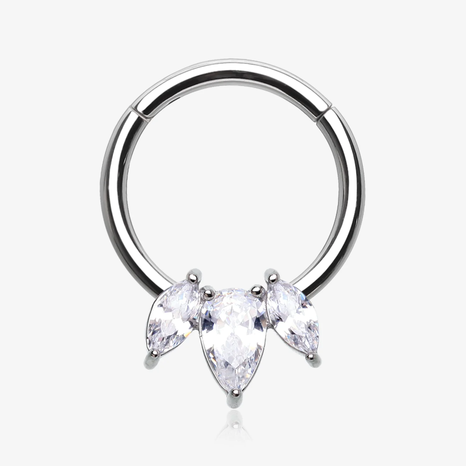 Brilliant Sparkle Teardrop Marquise Drop Clicker Hoop Ring