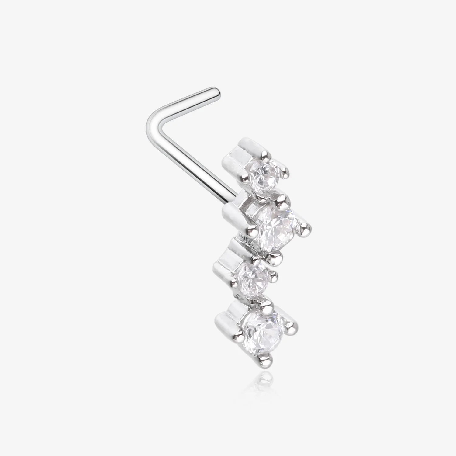 Brilliant Sparkle ZigZag Multi-Gem L-Shaped Nose Ring