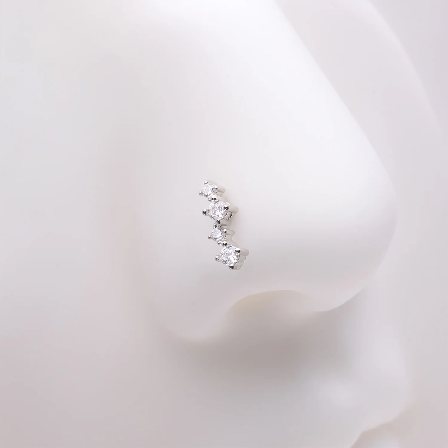 Brilliant Sparkle ZigZag Multi-Gem L-Shaped Nose Ring - Image 2