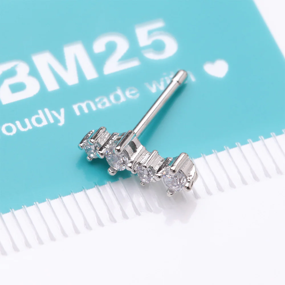 Brilliant Sparkle ZigZag Multi-Gem Nose Stud Ring - Image 5