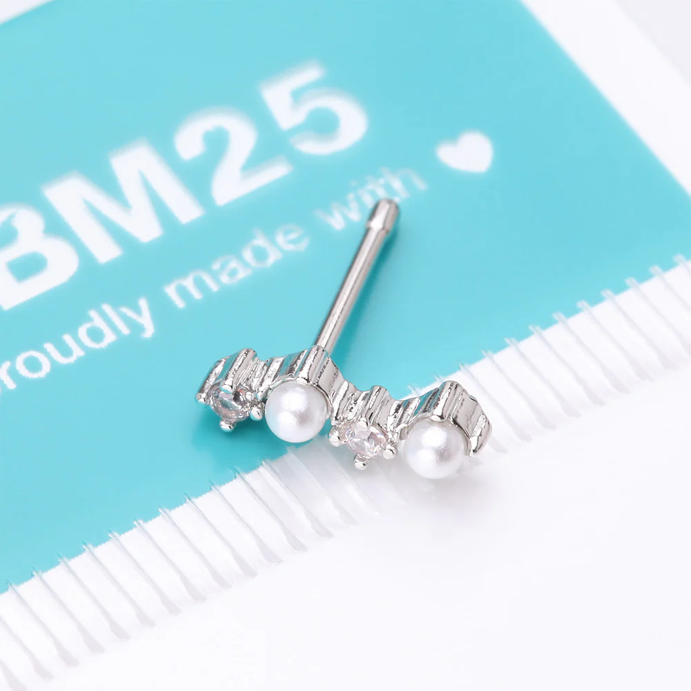 Brilliant Sparkle ZigZag Pearlescent Multi-Gem Nose Stud Ring - Image 5